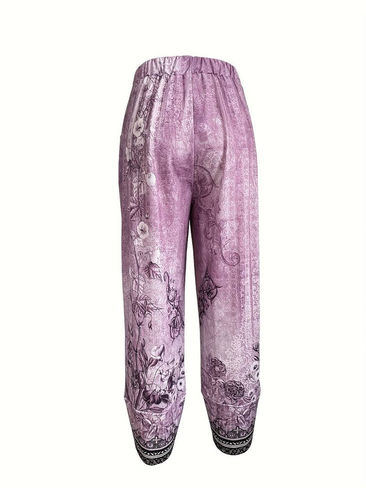 Natasha - Vintage Blumen Capri Hose mit elastischem Bund