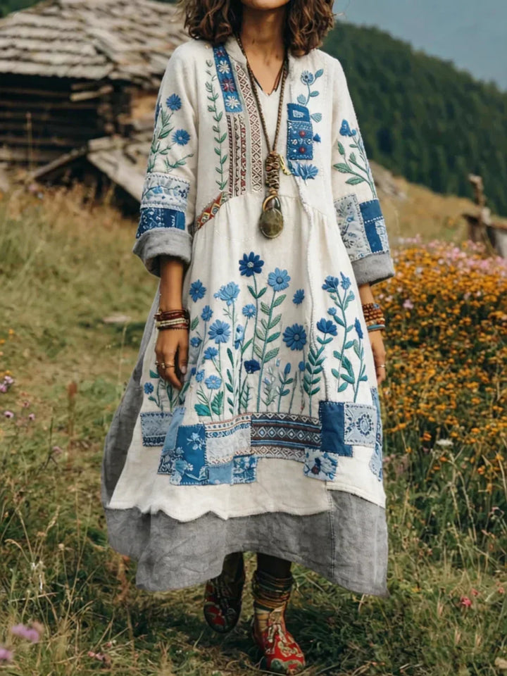 Trisha - Lässiges Langarmkleid mit floralem Druck