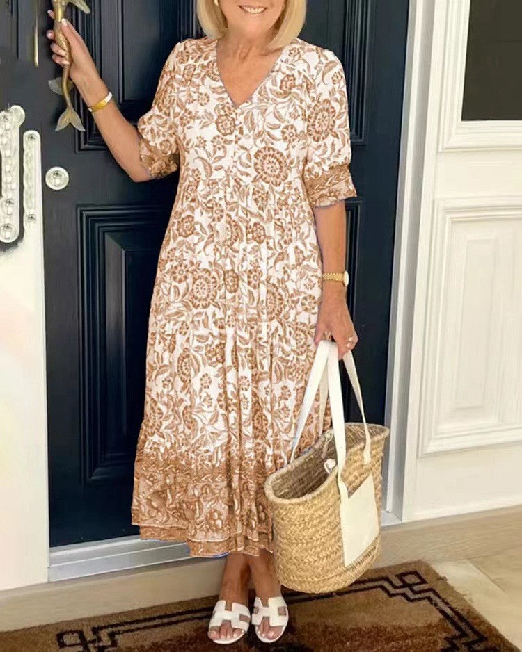 Keisha - Florales Kleid mit V-Ausschnitt