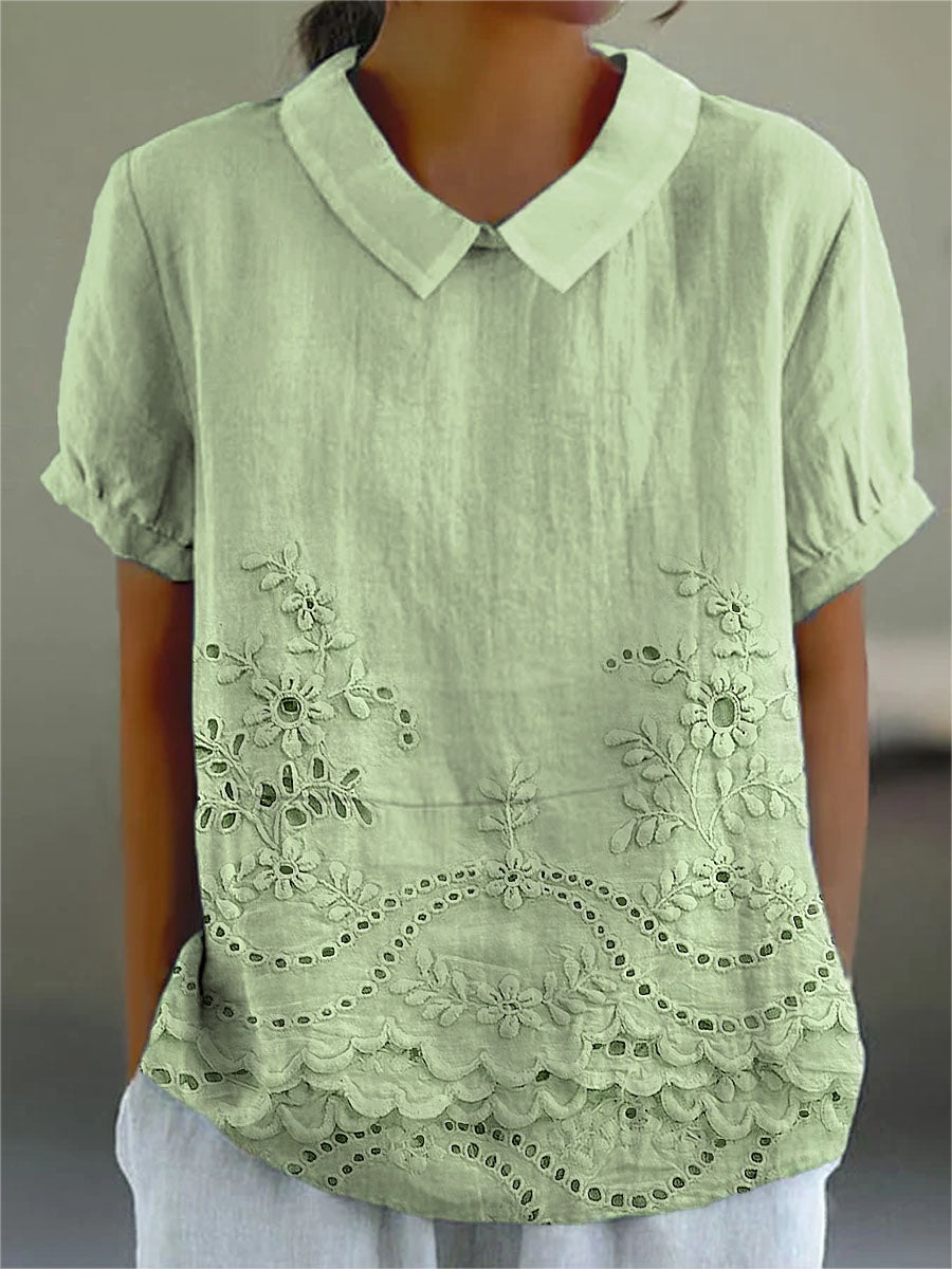 Lily - Floral Besticktes Shirt