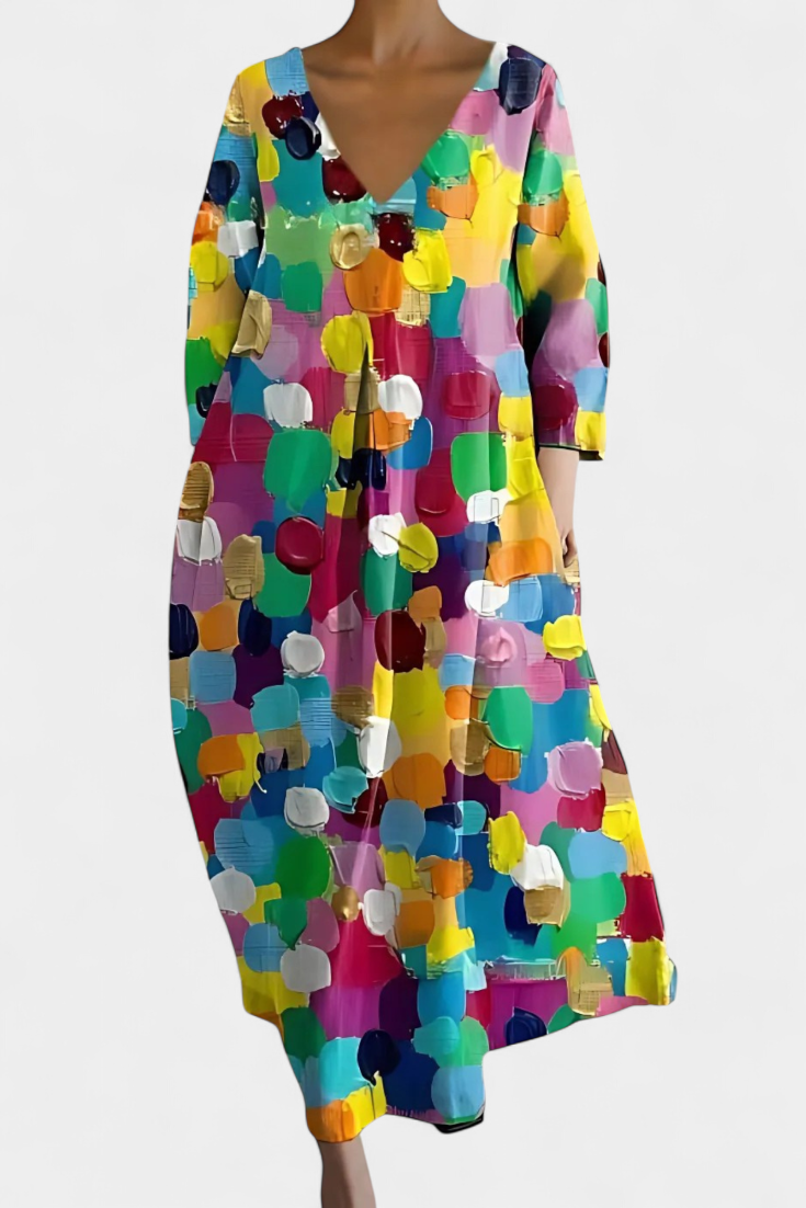Beatrix - Bequemes V-Ausschnitt-Kleid