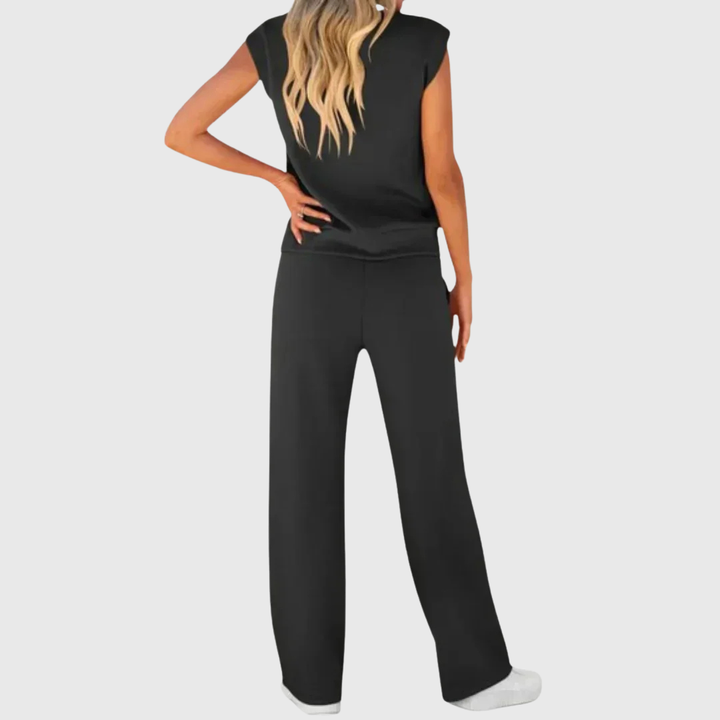 Lolly - Weiches schwarzes Lounge-Set, entspannte Passform, zweiteilig