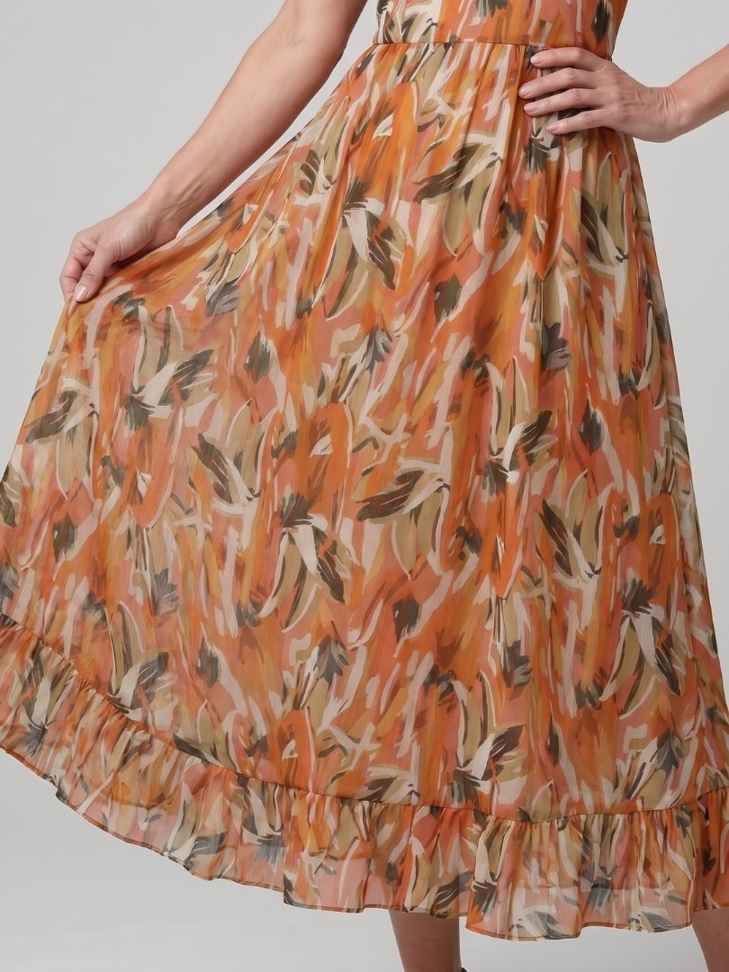 Quill - Spaghetti-Träger Midi-Kleid mit abstraktem Druck