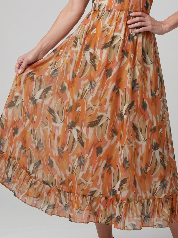Quill - Spaghetti-Träger Midi-Kleid mit abstraktem Druck