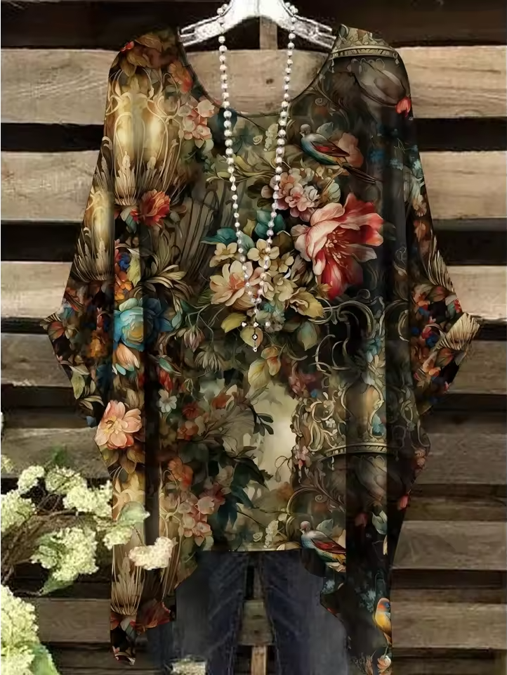 Laurel - Vintage Bohemian Floral Print Damen T-Shirt
