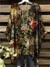 Laurel - Vintage Bohemian Floral Print Damen T-Shirt