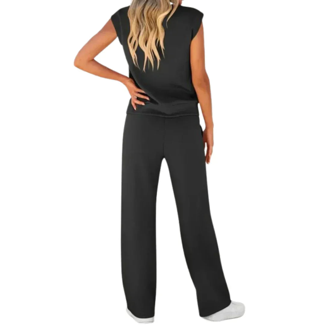 Lolly - Weiches schwarzes Lounge-Set, entspannte Passform, zweiteilig