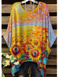 Lou - Vintage Bohemian Floral Print Damen T-Shirt