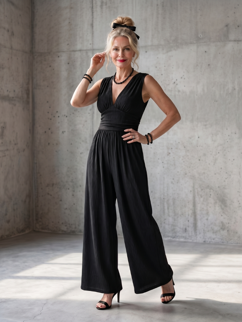 Vincenza - Jumpsuit mit tiefem V-Ausschnitt und definiertem
