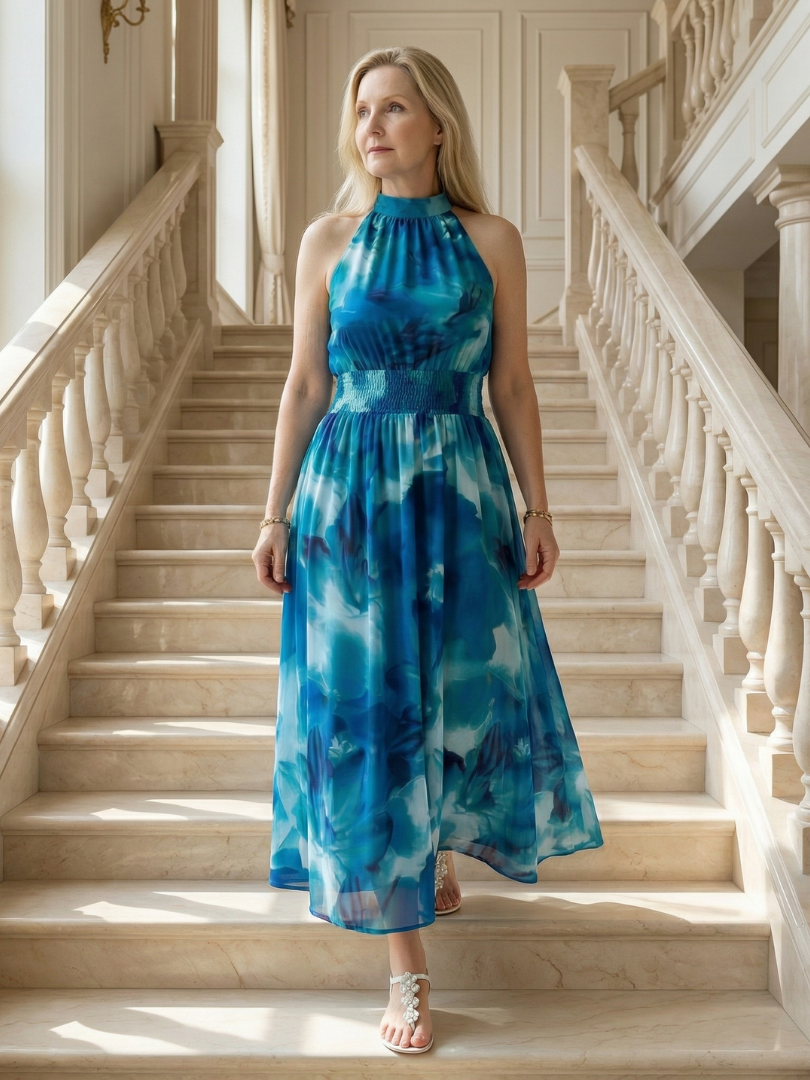 Sylin - Gathered Halter Midi Kleid