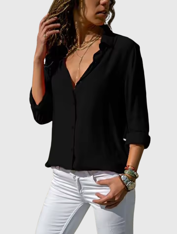 Gwen - Elegante Chiffonbluse mit langen Ärmeln