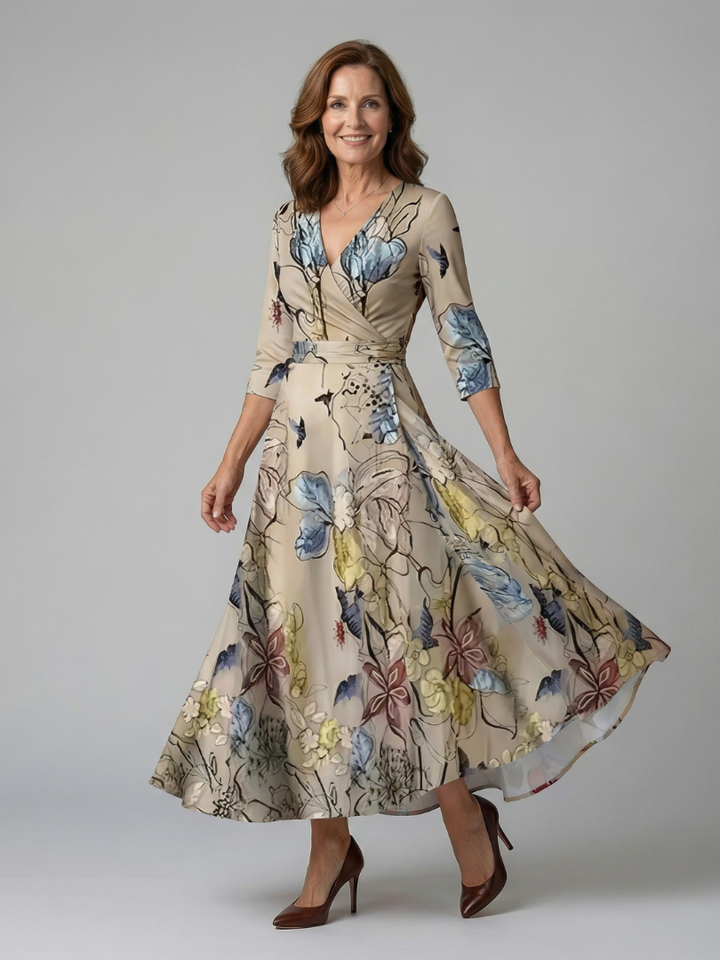 Celine - Midi-Kleid mit Wickelkragen