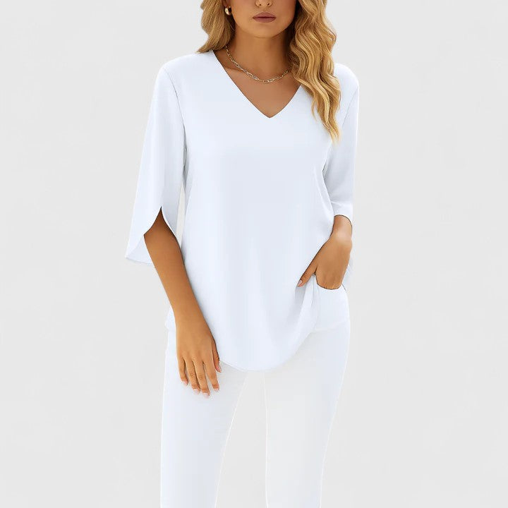 Ainsley - Elegante V-Ausschnitt-Bluse