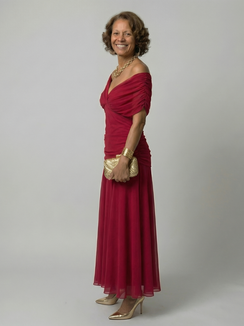 Calen - Off-Shoulder Flow Midi Kleid