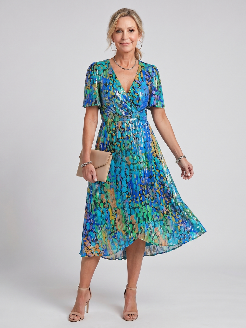 Mirabel - Kleid mit schwingenden Ärmeln und geraffter Taille