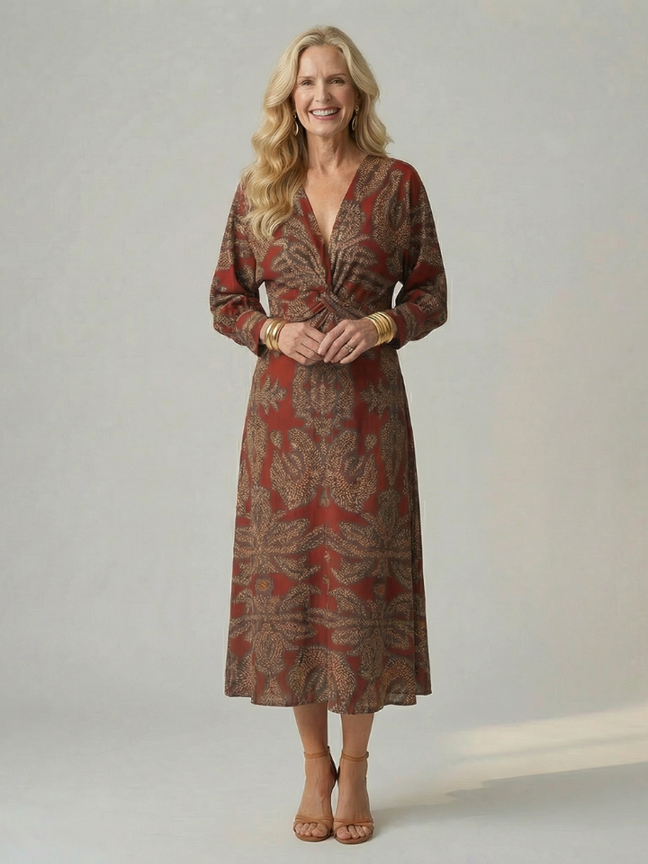 Lune - Natürliches Wickel-Midi-Kleid