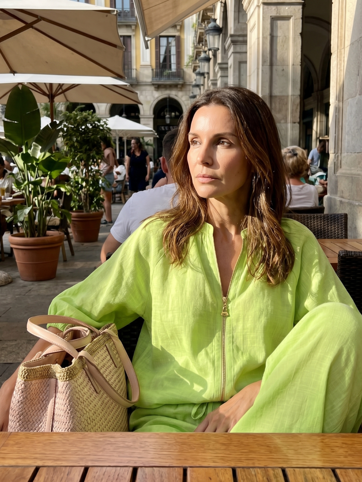 Natalia - Blouson-Top mit Reissverschluss und weit geschnittene Hose