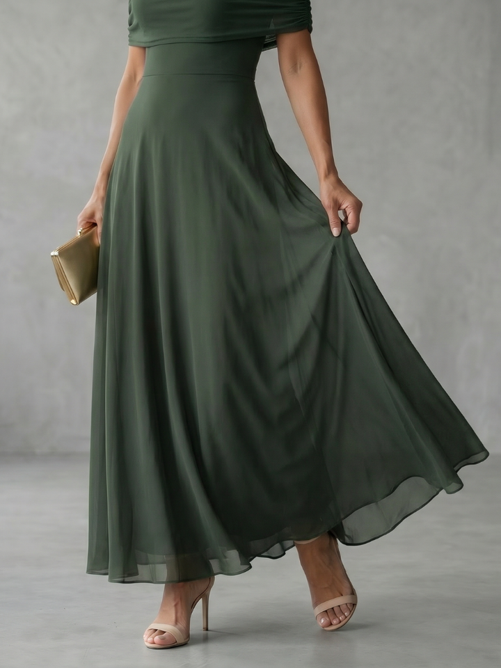 Juni - Off-Shoulder Drapiertes Midi-Kleid