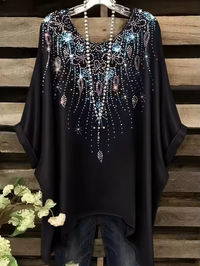 Tess - Vintage Bohemian Blumenmuster Damen T-Shirt