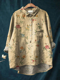 Mariah - Damen Vintage Floral Kunst Druck Freizeitshirt