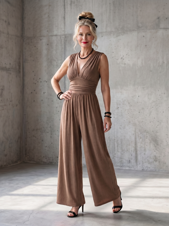 Vincenza - Jumpsuit mit tiefem V-Ausschnitt und definiertem