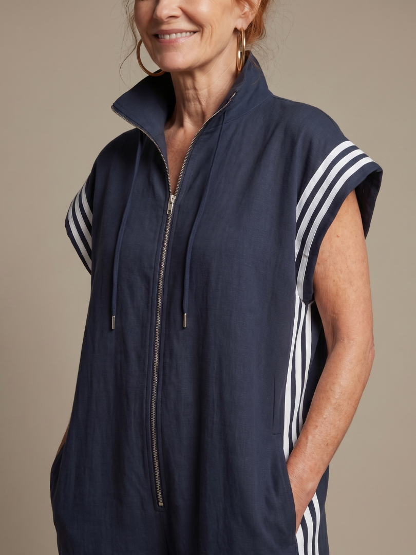 Lark - Jumpsuit mit Reissverschluss und Streifenpanel