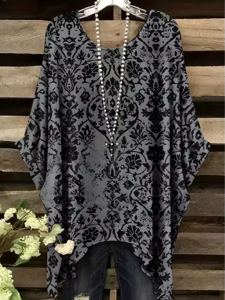 Faye - Vintage Bohemian Floral Print Damen T-Shirt
