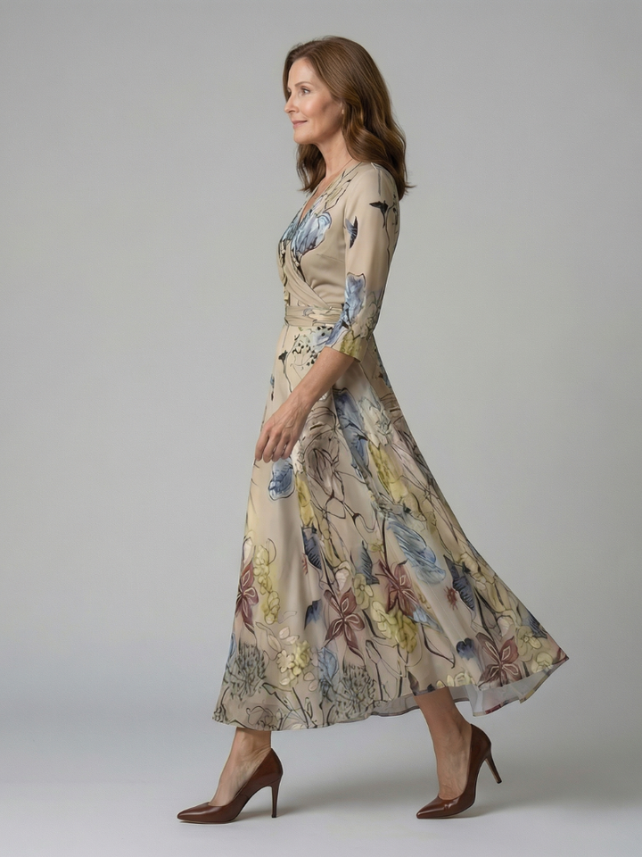 Celine - Midi-Kleid mit Wickelkragen