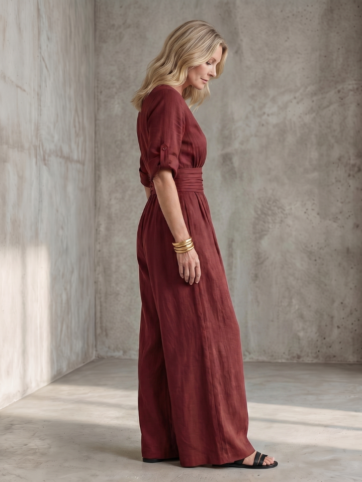 Wanda - Kreuz-Front Weitbeiniger Jumpsuit