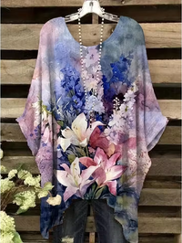 Judy - Vintage Bohemian Floral Print Damen T-Shirt