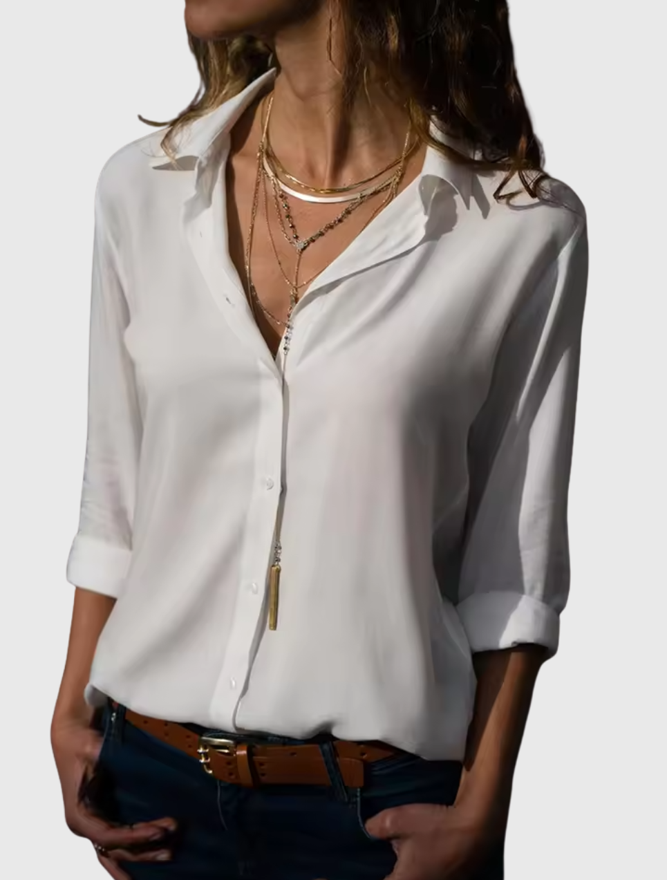 Gwen - Elegante Chiffonbluse mit langen Ärmeln
