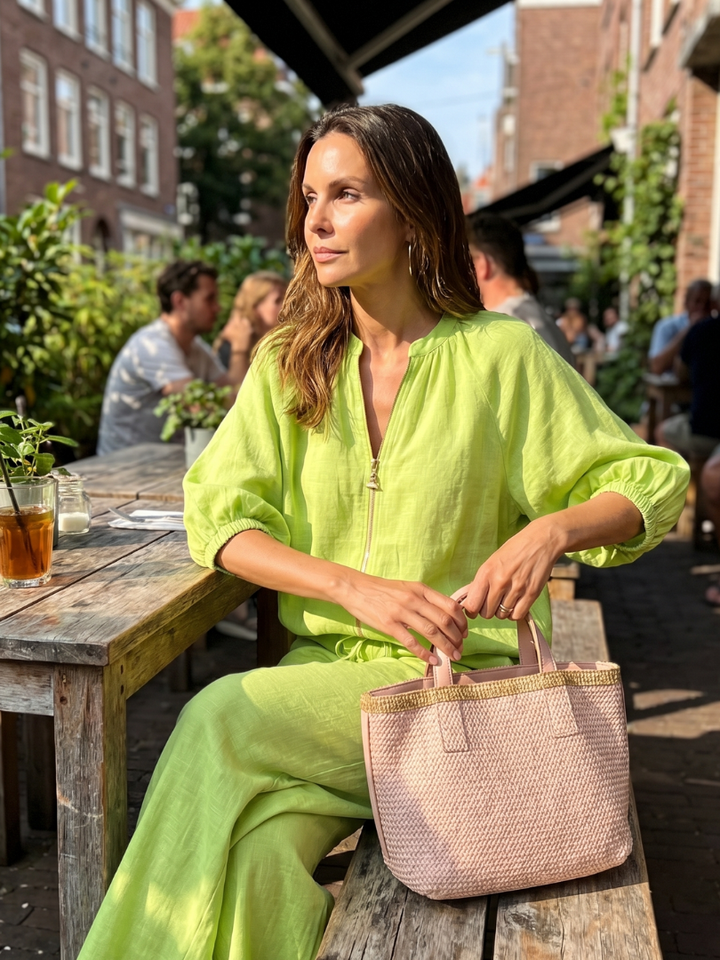 Natalia - Blouson-Top mit Reissverschluss und weit geschnittene Hose