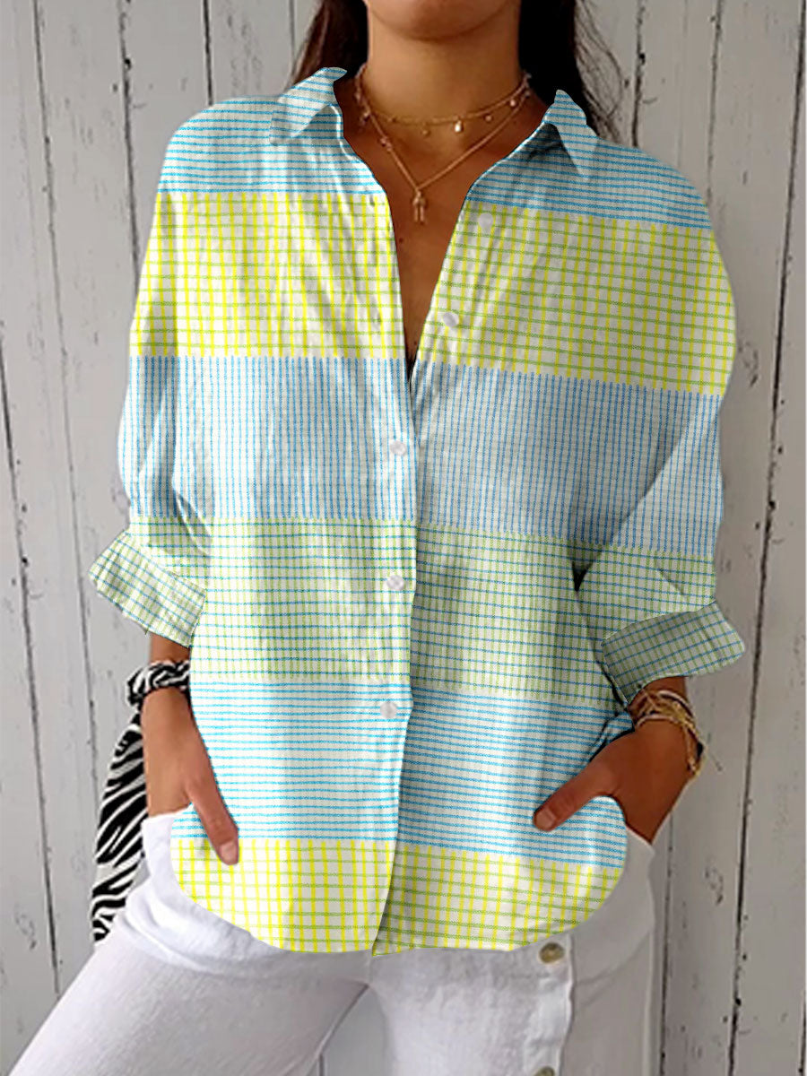 Arely - Pastellkariertes Muster Bluse