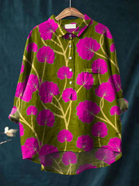 Lauren - Damen Vintage Blumen Kunstdruck Freizeitshirt