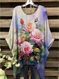 Sherry - Vintage Bohemian Floral Print Damen T-Shirt