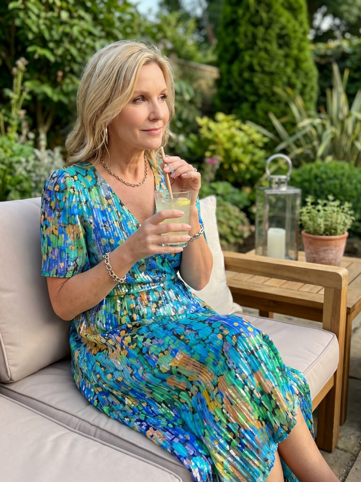 Mirabel - Kleid mit schwingenden Ärmeln und geraffter Taille