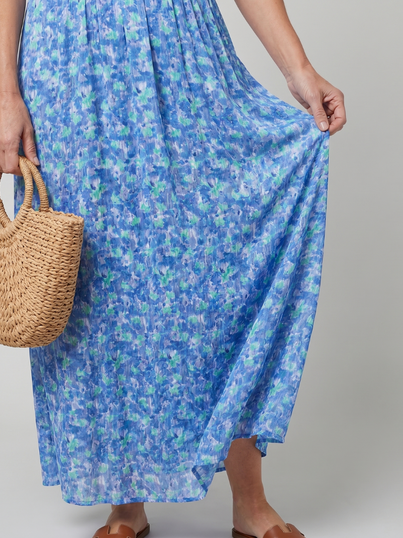 Juna - Kurzarm Ditsy Floral Print Midi Kleid