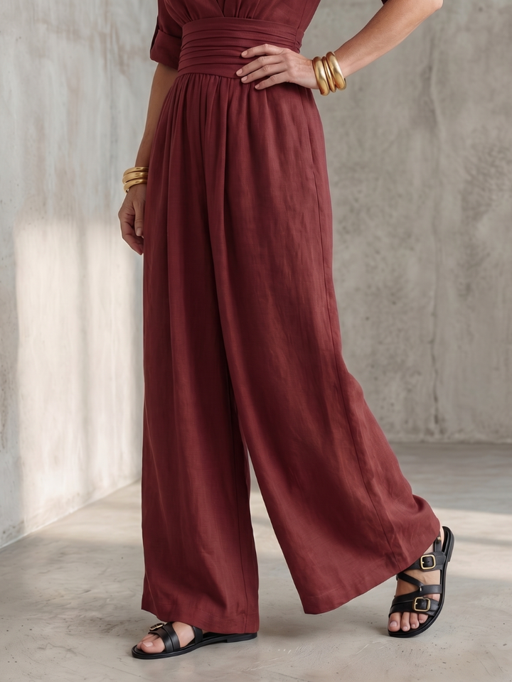 Wanda - Kreuz-Front Weitbeiniger Jumpsuit