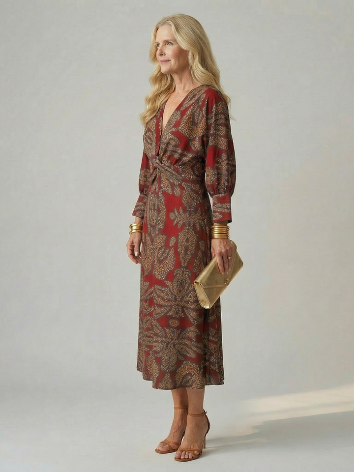 Lune - Natürliches Wickel-Midi-Kleid