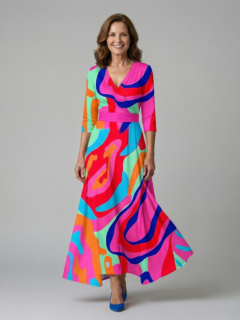 Celine - Midi-Kleid mit Wickelkragen
