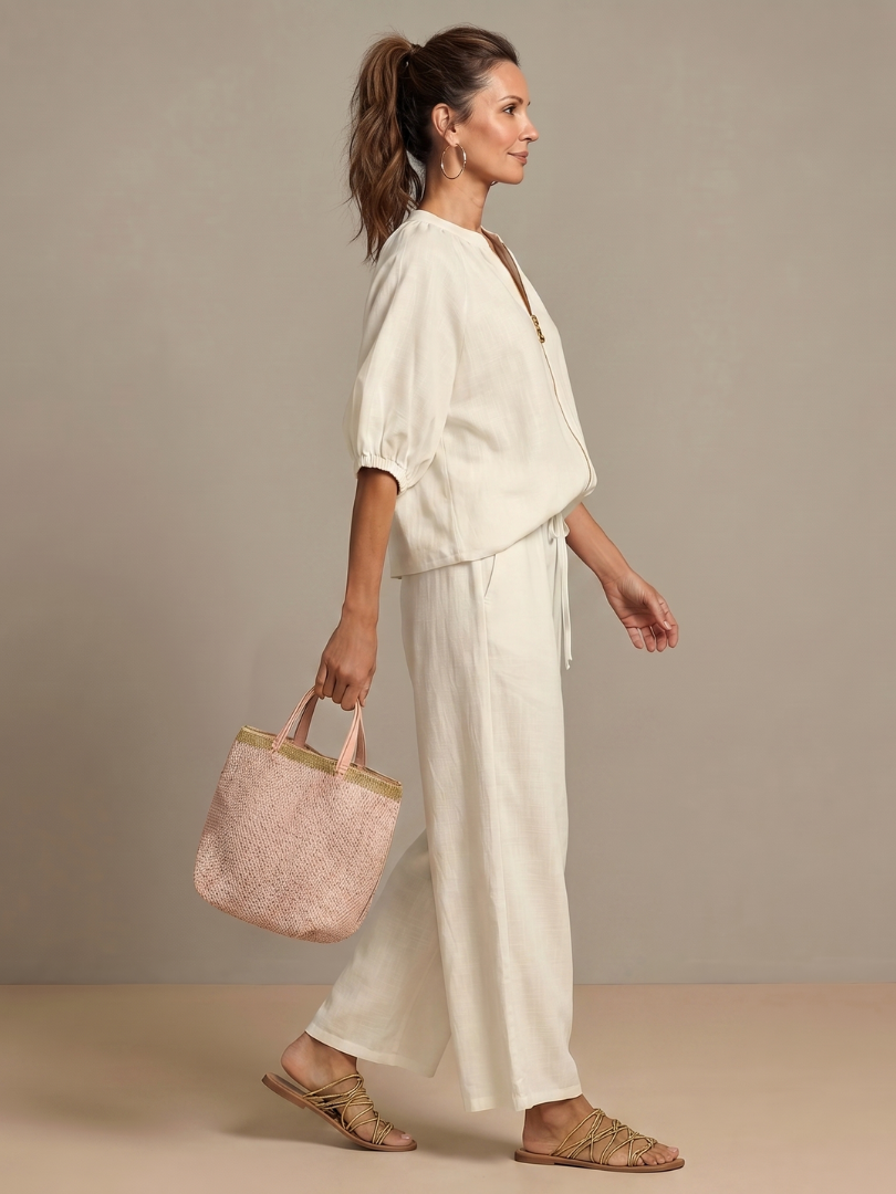 Natalia - Blouson-Top mit Reissverschluss und weit geschnittene Hose