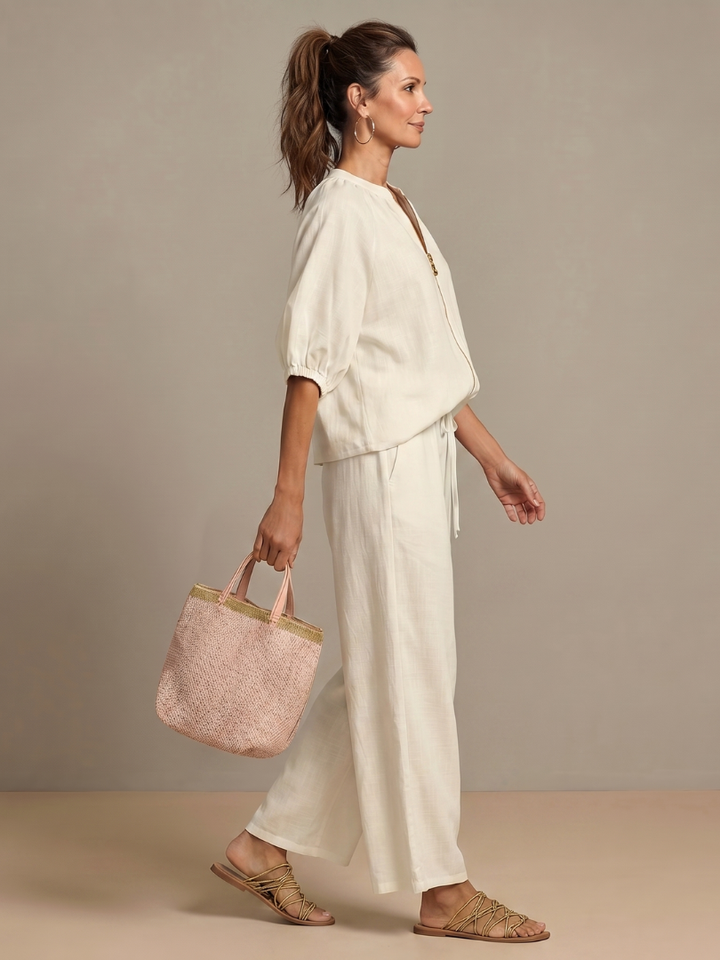 Natalia - Blouson-Top mit Reissverschluss und weit geschnittene Hose
