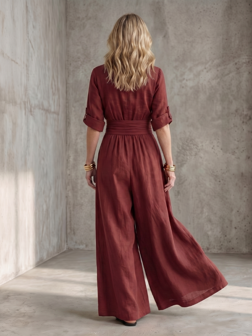 Wanda - Kreuz-Front Weitbeiniger Jumpsuit