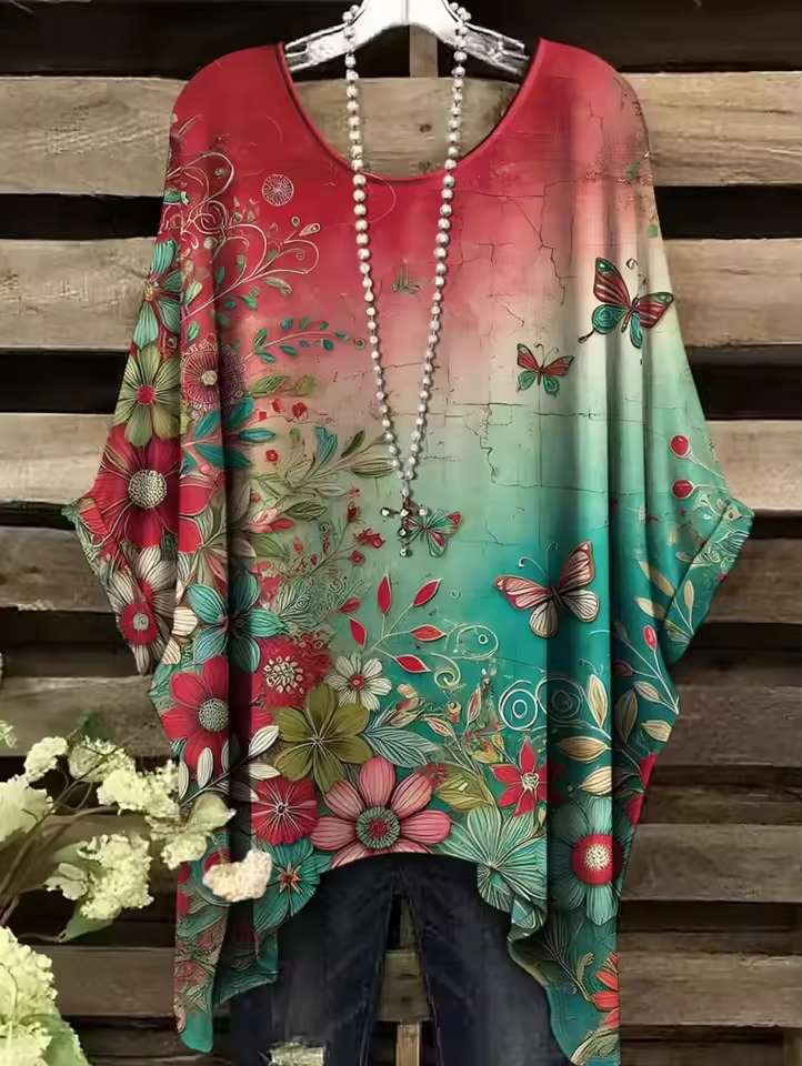 Josefina - Vintage Bohemian Floral Print Damen T-Shirt
