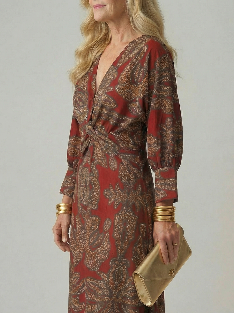 Lune - Natürliches Wickel-Midi-Kleid