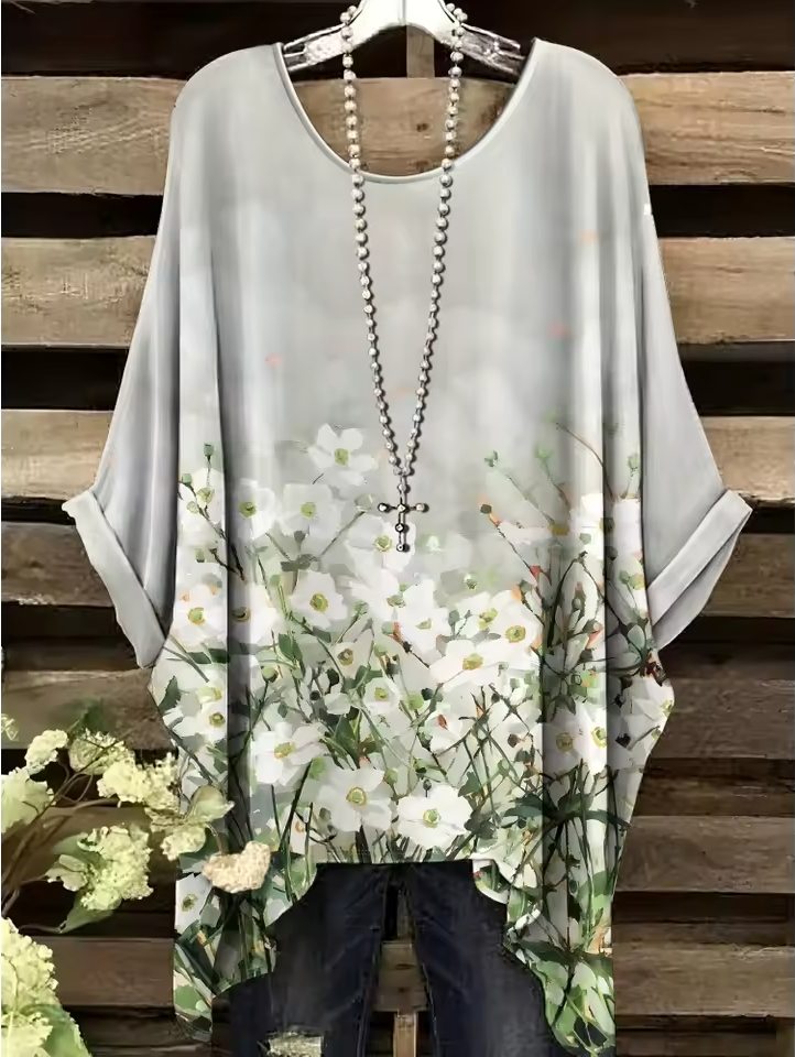 Anya - Vintage Bohemian Floral Print Damen T-Shirt