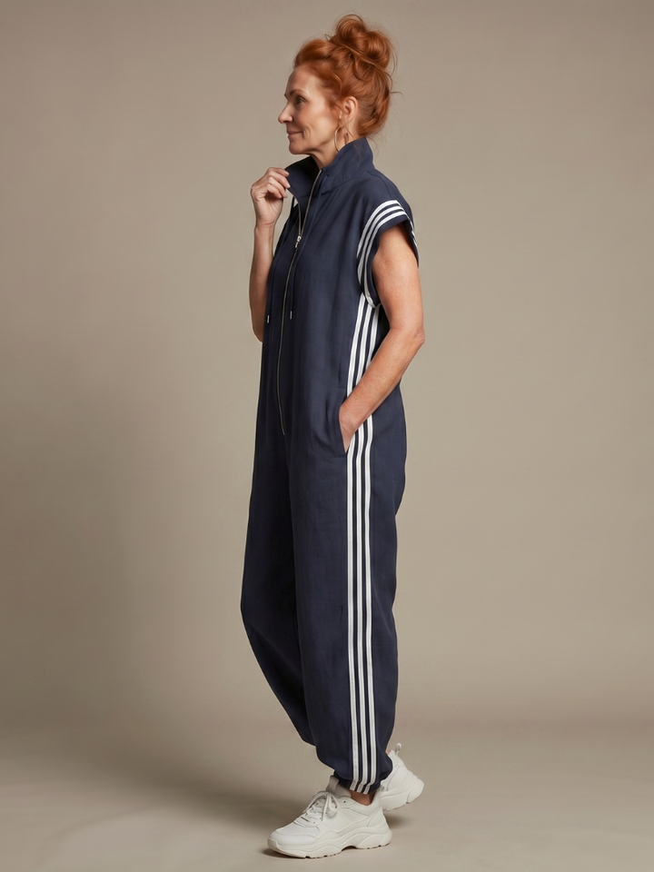 Lark - Jumpsuit mit Reissverschluss und Streifenpanel