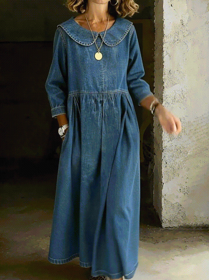 Clara - Denim-Kleid mit Peter-Pan-Kragen