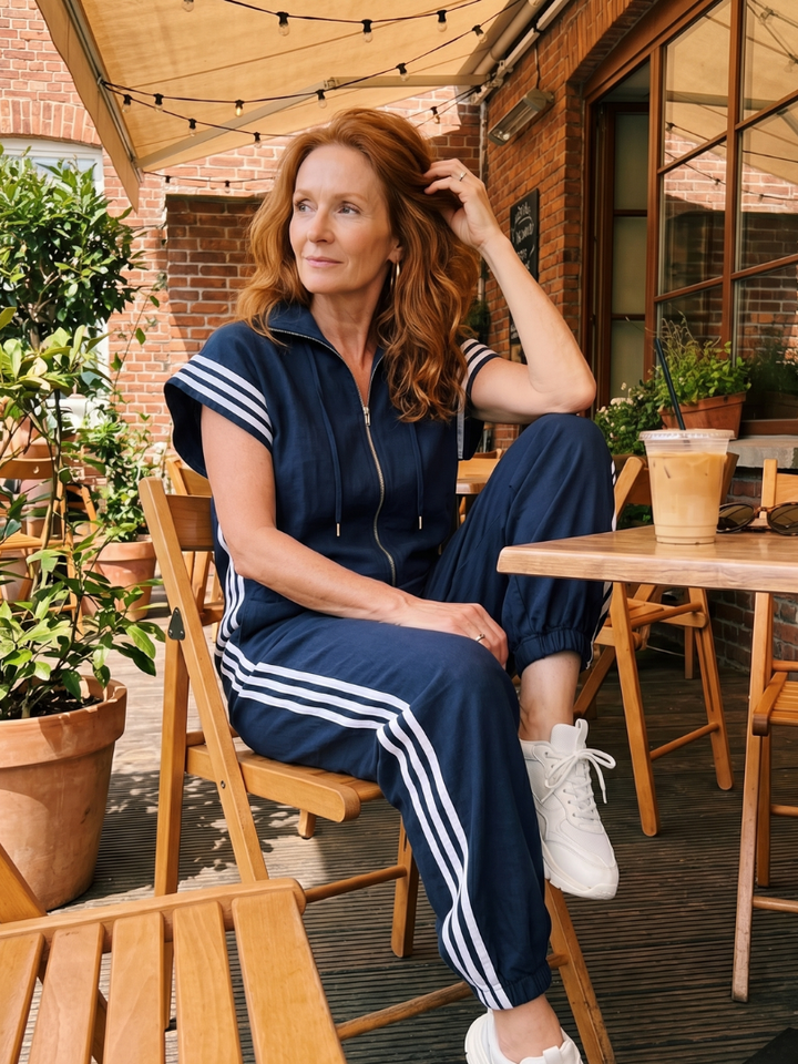 Lark - Jumpsuit mit Reissverschluss und Streifenpanel