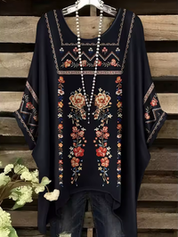 Irene - Vintage Bohemian Floral Print Damen T-Shirt